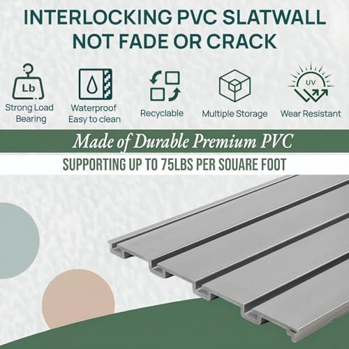 Slat Wall Paneling 4x4 ft Garage Organizer Storage Systems, Heavy Duty PVC - Image 4