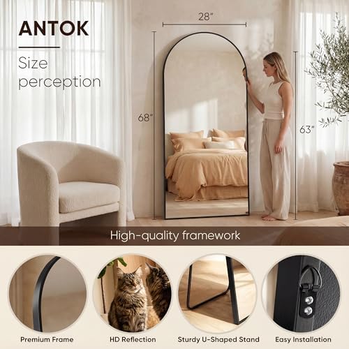 Antok 68" x26” Arched Full Length Mirror, Floor Mirror - Image 3