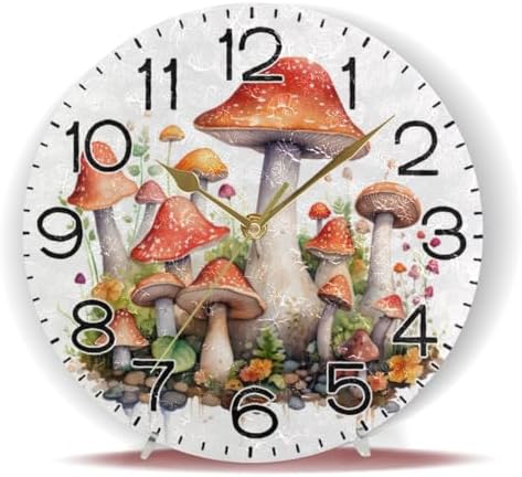 ALAZA Mushroom Wall Clock Battery Operated Non Ticking Silent Quartz Analog - Image 6
