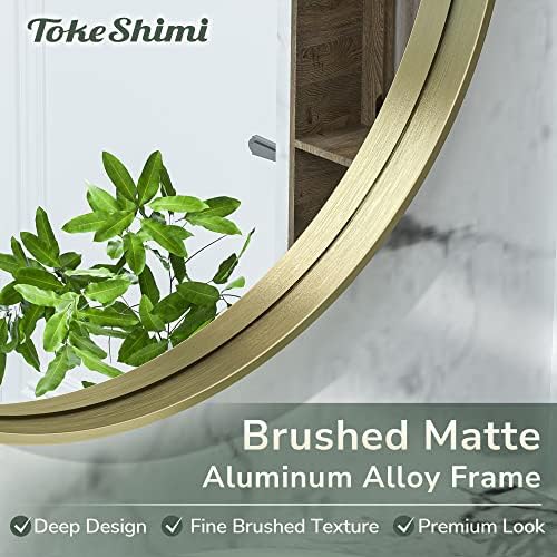 TokeShimi Brushed Gold Round Mirror 30 Inch Gold Round Vanity Bathroom Mirror - Image 3