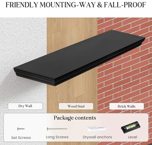 Fun Memories Floating Shelves 24 Inch Long, 9.3 Inch Deep Classic Crown Molding - Image 6