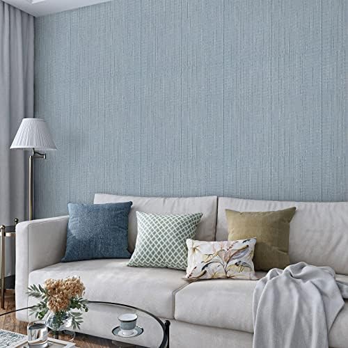 VaryPaper 15.7''x78.7'' Grayish Blue Grasscloth Wallpaper Textured Peel and - Image 5