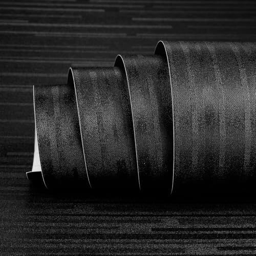 Luxury Black Wallpaper Peel and Stick Black Vinyl Wrap 15.8x317 - Image 6