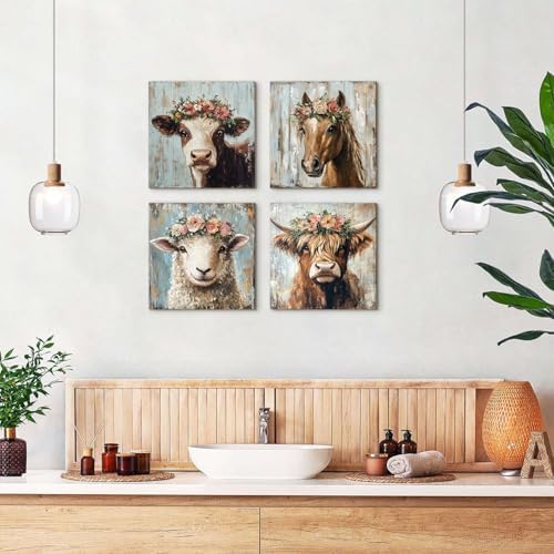 Highland Cow Wall Art Cow Pictures Wall Decor Farmhouse Animal Pictures Rustic - Image 3