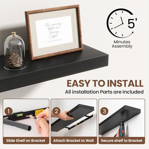 Acovy 55 Inch Floating Shelves for Wall 2 Pack, Wall Mounted Floating Shelf - Image 6