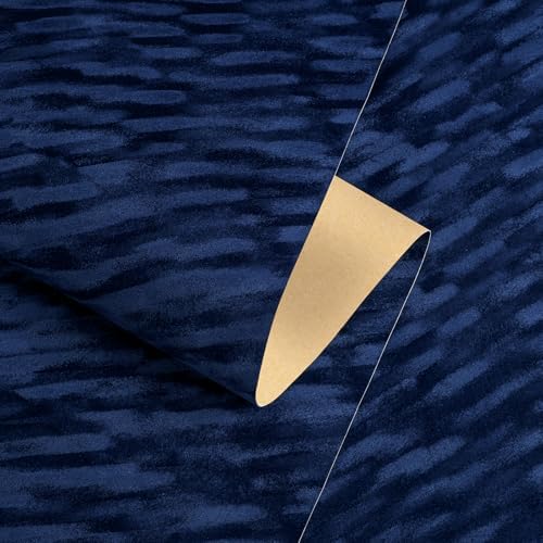 Yenhome Vintage Navy Blue Velvet Brushed Textured Peel and Stick Wallpaper by Yenhome
