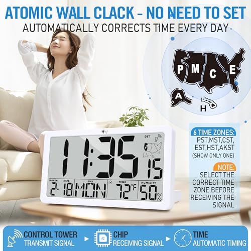 TXL Atomic Digital Wall Clock, Battery Operated - Image 2