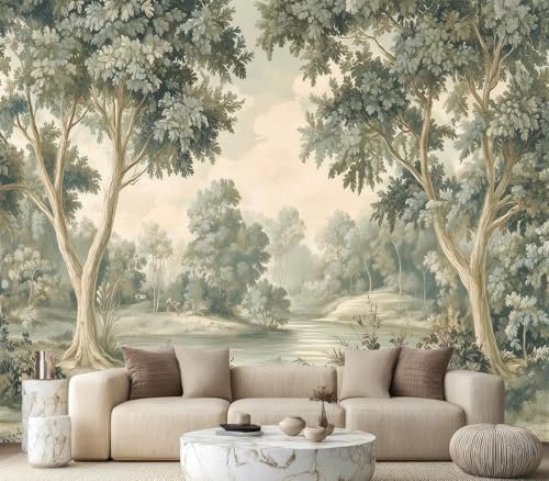 Serene Watercolor Forest River Landscape Wallpaper by Unknown