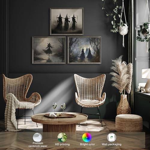 LANCHI95 03 Pcs Unframed Vintage Moody Witch Art - Image 4