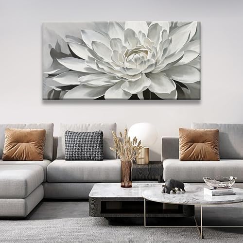 TAIJXAGSG Wall Art Living Room Flower White Wall Art Modern Canvas Art Wall - Image 2