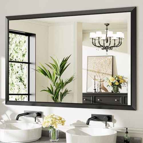 Briivue Black Metal Framed Bathroom Wall Mirror, 60x40 Inch by Briivuemodernmirrors