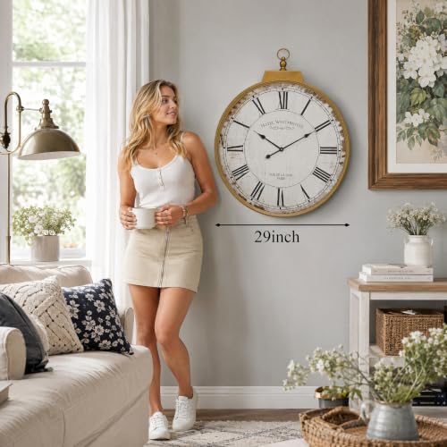 Oversized Vintage Wall Clock, 36 Inch Rustic Farmhouse - Image 4