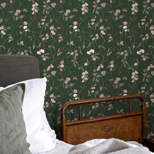 Vintage Wallpaper Peel and Stick Dark Green Floral Wallpaper Leaf Contact Paper - Image 5