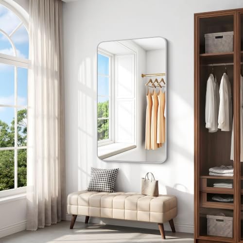 BONEWEI Silver Bathroom Mirror, 30x48 inch Wall Mirror - Image 5
