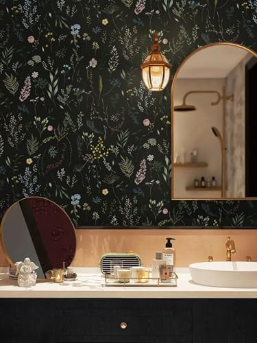 Dimoon 78.7"x16.1" Floral Peel and Stick Wallpaper Black Contact Paper Thicken - Image 3