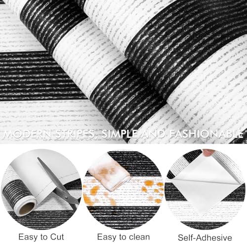 Black Stripe Peel and Stick Wallpaper A Set of 15.7" x 472" Black and White - Image 6