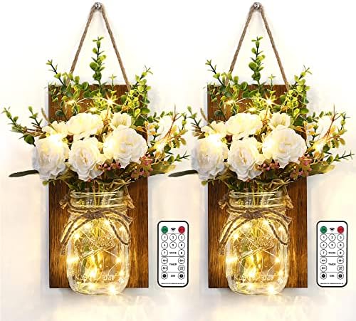 Lightess Mason Jar Wall Decor, Rustic Wall Sconces by LIGHTESS
