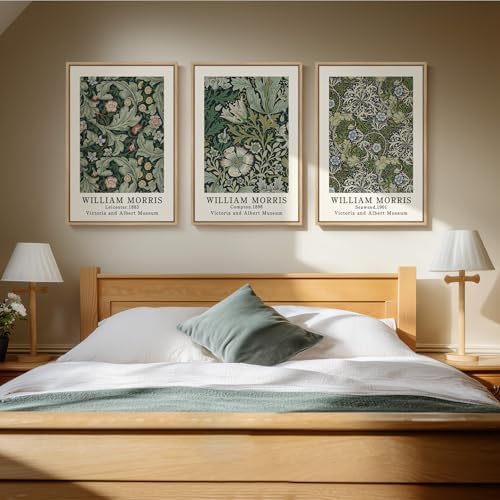 Large Framed Green William Morris Canvas Wall Art - Image 3