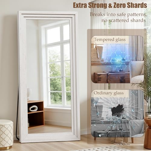 Wood Full Length Mirror 71"x30", Large Solid Wood Frame Floor Mirror - Image 5