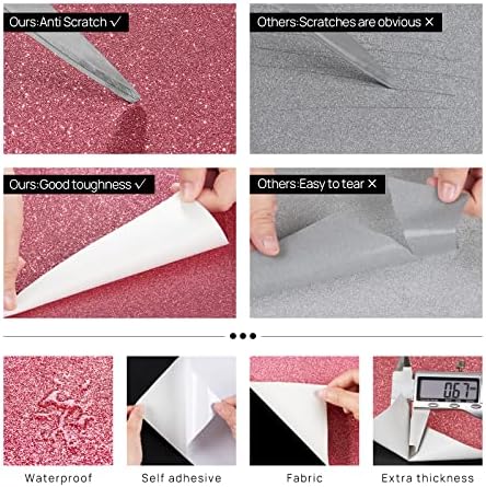 FunStick Glitter Pink Contact Paper 15.8"x240" Glitter Peel and Stick Wallpaper - Image 4