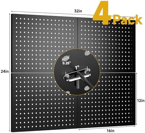 4-Pack Heavy-Duty Metal Pegboard Organizer Kit - Image 3