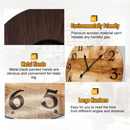 24 Inch Silent Large Wall Clock Battery Operated - Image 3