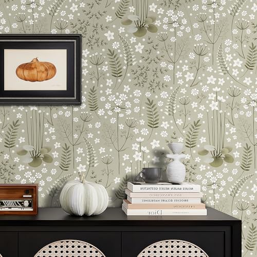 17.5"x475" Vintage Wallpaper Peel and Stick Botanical Wildflowers Wallpaper - Image 5