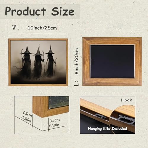 KBKBART Framed Halloween Witch Canvas Wall Art Witchy Gothic Wall Decor - Image 2