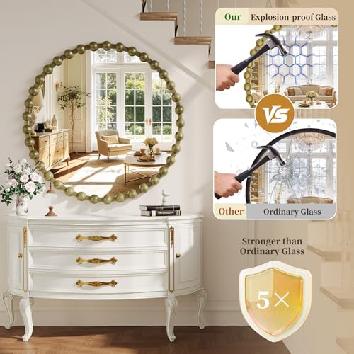 36 Inch Bronze Round Mirror, Circle Wall Mirror Vanity - Image 2