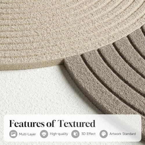 Large 3D Textured Framed Boho Neutral Abstract Wall Art, 3 Piece 24x36 inch - Image 3