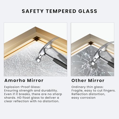 Amorho Bathroom Mirror for Wall, 24 X36 Inch Metal Framed - Image 3