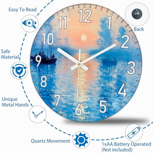 8 Inch Silent Wall Clock, Glass Small Wall Clocks - Image 5