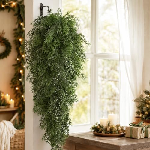 Waipfaru 4Pcs Artificial Hanging Cedar Christmas Teardrop Swag - Image 7