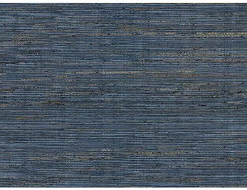 Wallcoveringsmart Unique Navy Blue Brown Real Natural grasscloth Wallpaper by Unknown