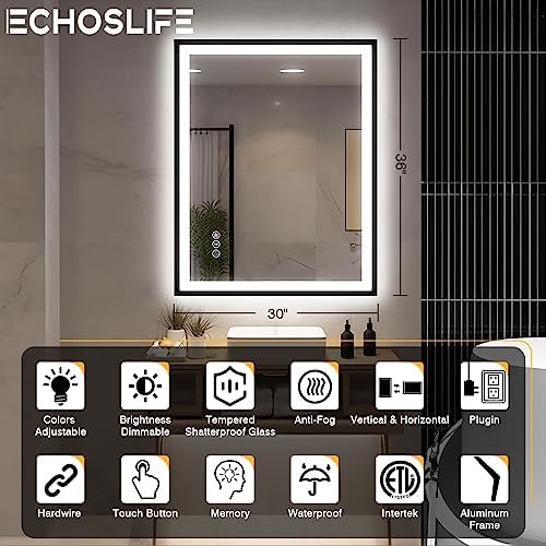 EchosLife 30x36 LED Bathroom Mirror - Image 2