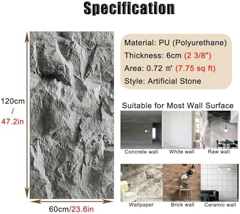 Easy Cut 3D Faux Stone Wall Panels Gray, Lightweight PU Decorative Walls - Image 2