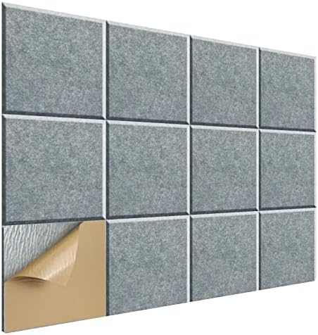 SHJADE Square Acoustic Panels Self-Adhesive, 12 Pack Sound Absorbing Panels by SHJADE