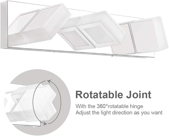 Ralbay Dimmable LED Vanity Light Modern 3 Light Acrylic Stainless Steel - Image 4