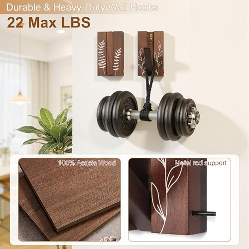 Rustic Folding Wall Hooks: Decorative Wood Hook 2Pack - Image 5