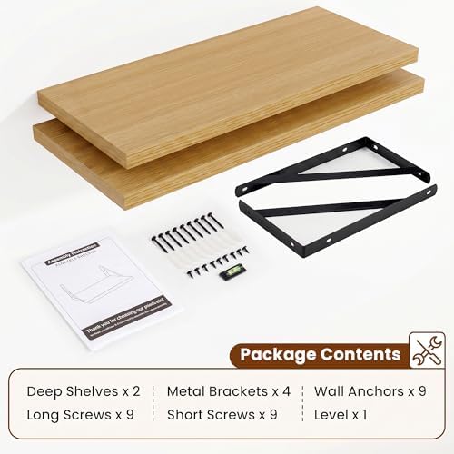 Venusmiles Deep Wall Shelves 24" W x 8" D Engineered Wood Floating Shelves - Image 4