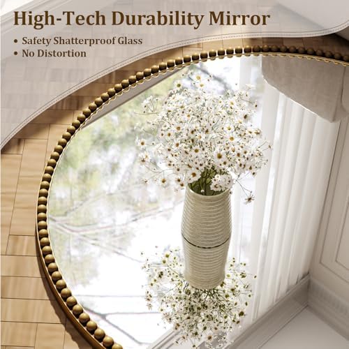32'' Round Mirror, Beaded Circle Decorative Wall Mirror - Image 5