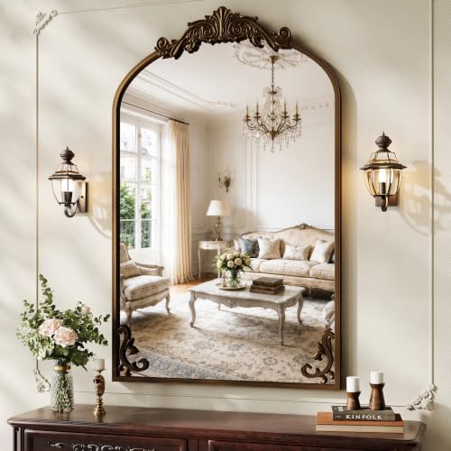 Koonmi Vintage Wall Mirror, 38“x26” Arched Antique Mirror by KOONMI