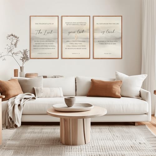 HLNIUC Christian Scripture Framed Wall Art Set of 3, The Lord Your God Is Good - Image 4