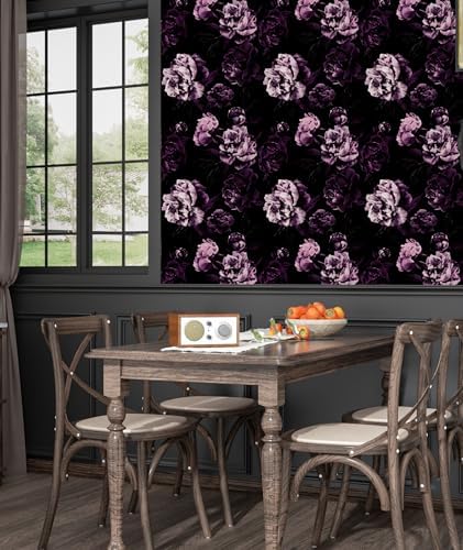 Black Purple Vintage Floral Peel and Stick Wallpaper 17.5" x 118" - Image 4