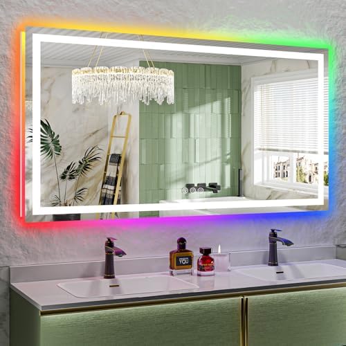 66x36 LED Bathroom Mirror with Lights, RGB Backlit Lighted Mirror by YEELAIT