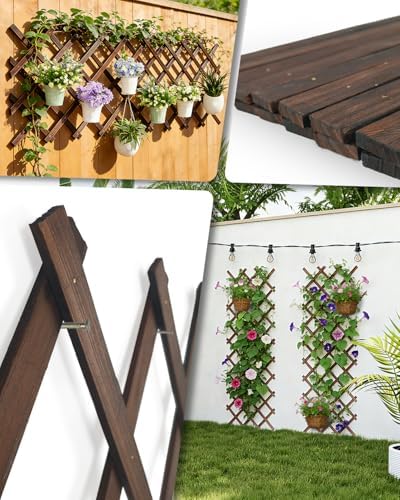 2 Pack Expandable Wooden Lattice Fence Panel, 2.2 x 5.2 Ft - Image 2
