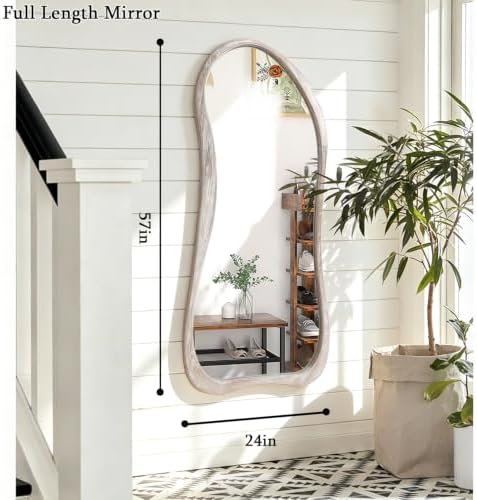 AAZZKANG Wall Mirror Full Length Wood Framed Floor Mirrors Irregular Large - Image 2