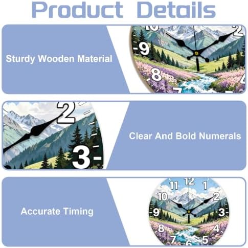Rustic Scenery Wall Clock Silent Non-Ticking 12" - Image 3