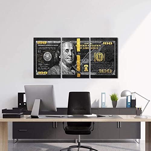 Yatsen Bridge Money Wall Art Black and Gold Pictures Wall Decor 3 Panels 100 - Image 2