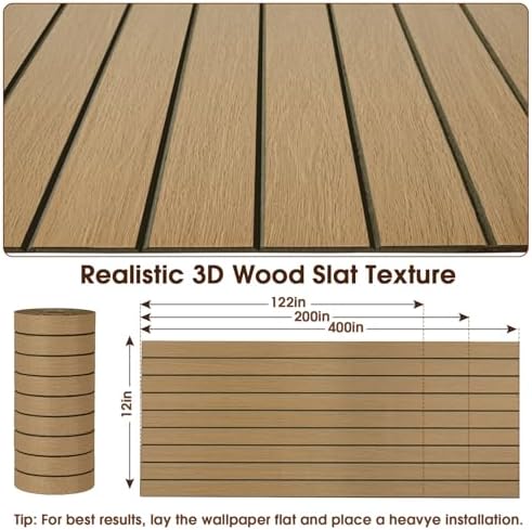 3D Peel and Stick Wall Panels PVC Grille Slat 197"x15.8" Self-Adhesive Wall - Image 3